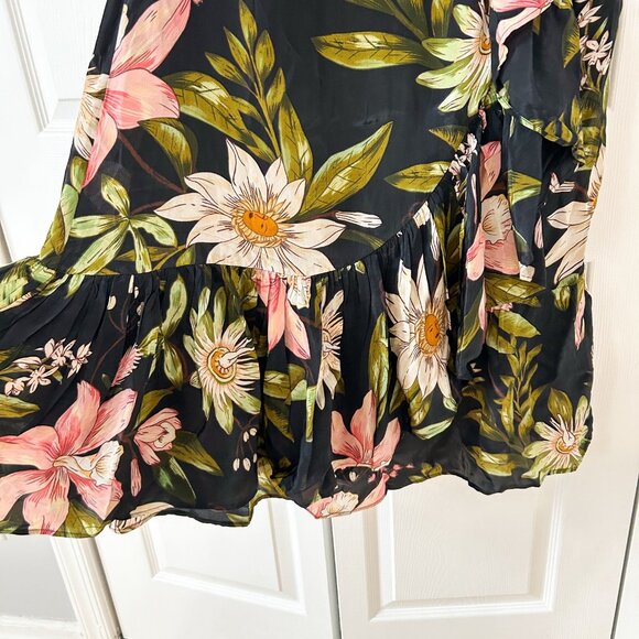 NWOT Farm Rio Black Surreal Flowers One-Shoulder Maxi Dress XS - Picture 6 of 12